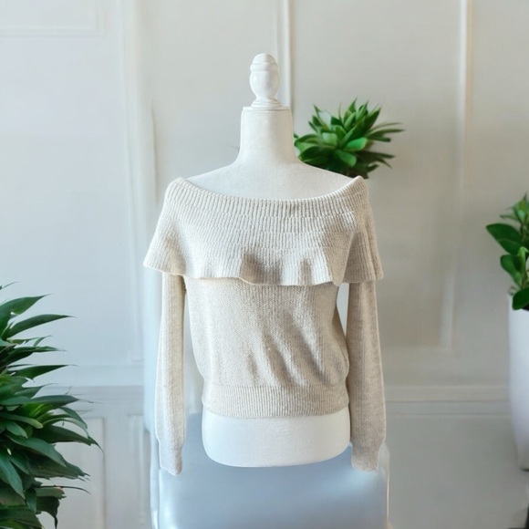 Sweaters - Off the shoulder Cream Sweater